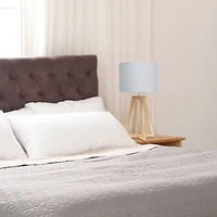 Simple Designs 19" Interlocked Triangular White Wood Table Lamp with Gray Shade