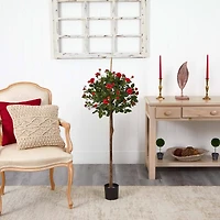 3ft. Potted Red Rose Topiary Silk Tree