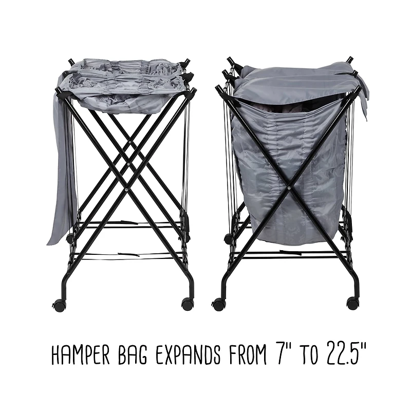 Honey Can Do Black/Gray Double Bounce Back Hamper with Wheels and Lid
