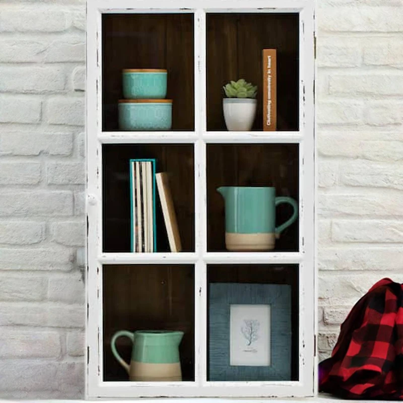 Hello Honey® 3ft. Antique White Wood Wall Cabinet with 3 Shelves