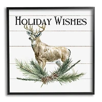 Stupell Industries Holiday Wishes Seasonal Deer Framed Giclee Art