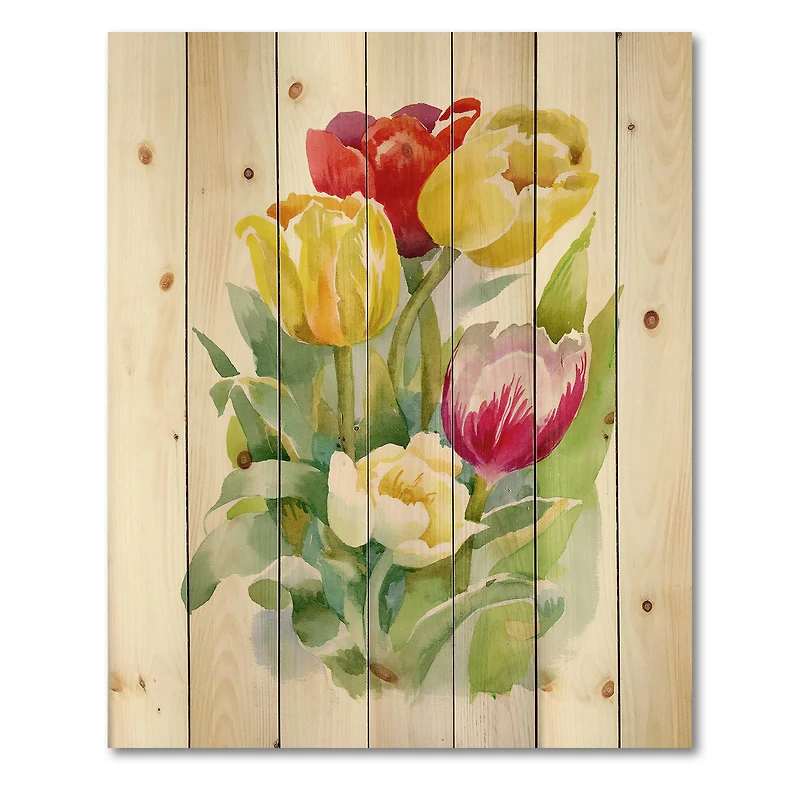 Designart - Bouquet of White and Red Tulips