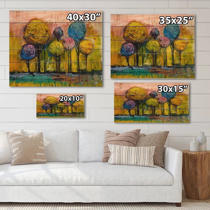 Designart - Colourful Trees Impressionist Landscape IV
