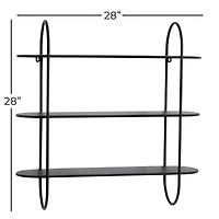 Black Iron Modern Wall Shelves, 28" x 28" x 8"