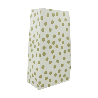 5" x 9" White & Gold Dotted Treat Bags By Celebrate It™