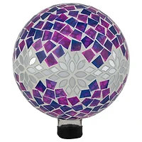 10" Purple, Pink & Silver Mosaic Floral Outdoor Garden Gazing Ball