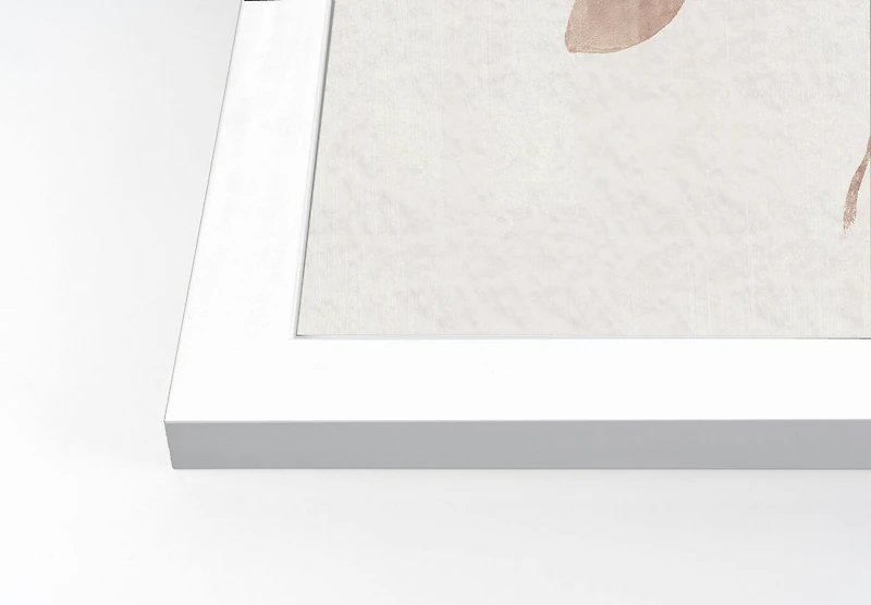 Cream Leaves 20" x 30" White Framed Print Under Plexiglass