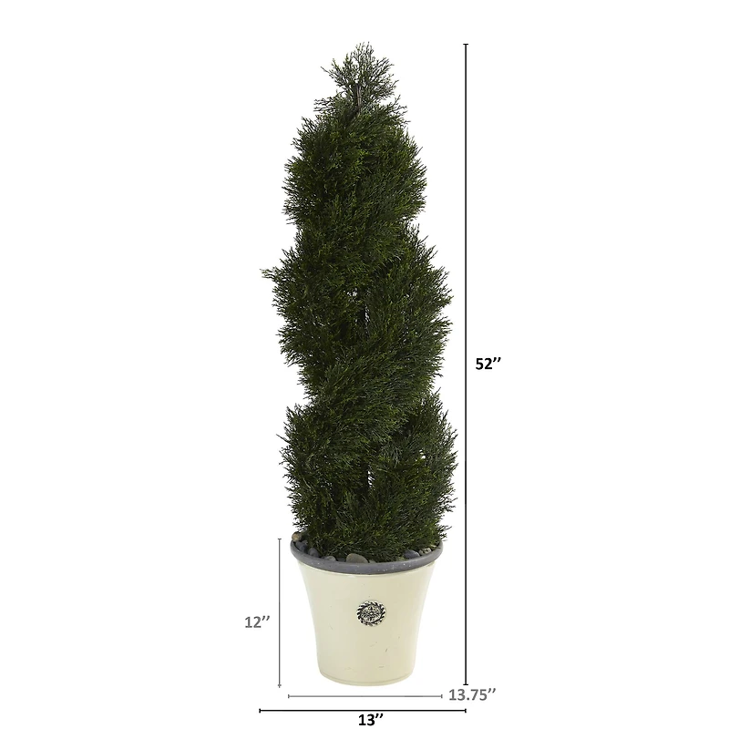 4.5ft. Double Pond Cypress Spiral Topiary Tree in Planter