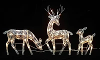 White Glittered Doe, Fawn & Reindeer Lighted Christmas Decoration