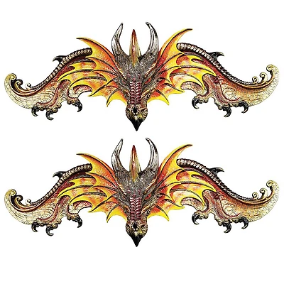 Design Toscano Kingsbridge Manor Dragon Pediments, 2ct.
