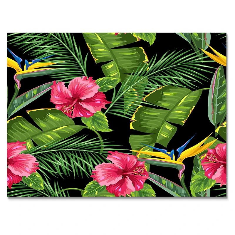 Designart - Seamless pattern with tropical leaves and flowers