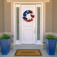 22" Red, white & Blue Glittered Patriotic Ornament Wreath