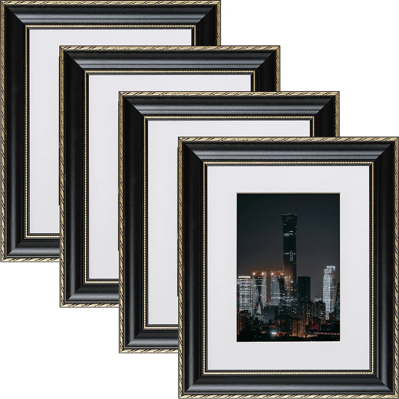 4 Pack Craig Frames Victoria Black & Gold Picture Frame with Mat