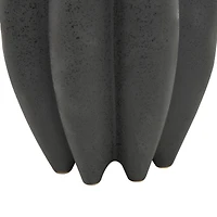 12" Black Ceramic Speckle Textured Vase with Tulip Style Opening