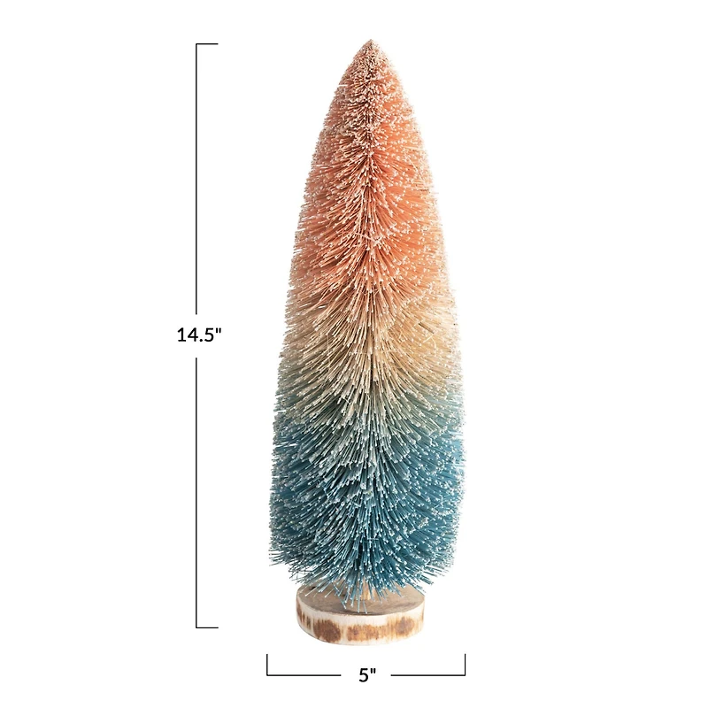 Hello Honey® 14.5" Pink-to-Blue Ombre Sisal Bottle Brush Tree with Wood Base