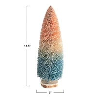 Hello Honey® 14.5" Pink-to-Blue Ombre Sisal Bottle Brush Tree with Wood Base