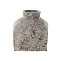 9.75" Brown Ceramic Antique Style Textured Square Vase