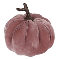 6.25" Pink Velour Pumpkin Fall Harvest Decoration