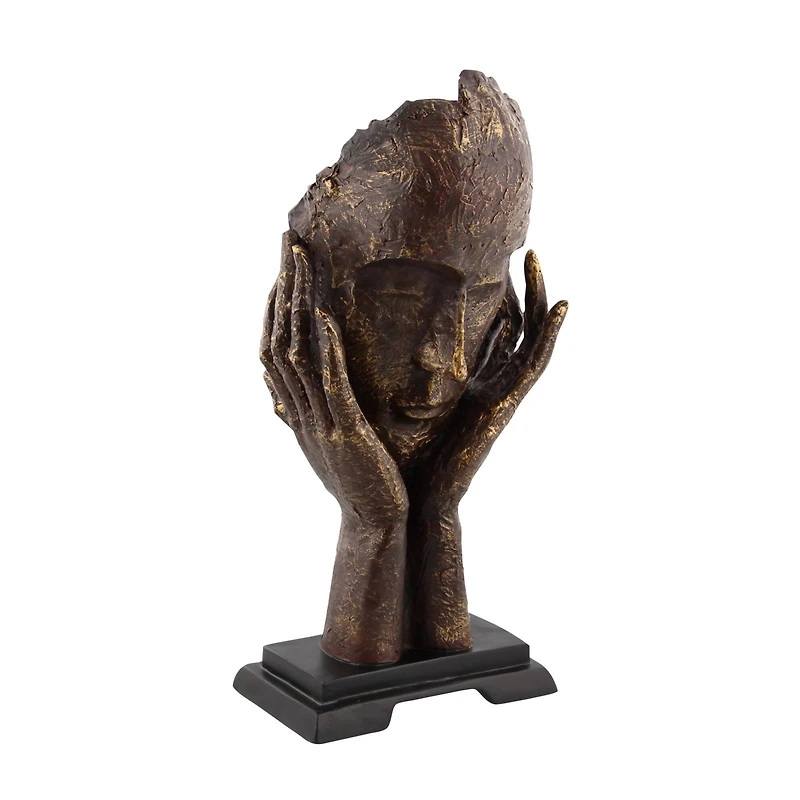 Brown Polystone Traditional Sculpture, Mask 16" x 5" x 8"