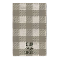 Our Cozy Kitchen Taupe Buffalo Check Tea Towel - Set of 2