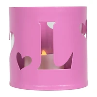Pink Valentine's Day Love Metal Votive Candle Holders Set