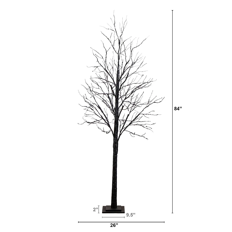 7ft. Pre-Lit Halloween Black Twig Artificial Tree with 390 Orange & Purple LED Lights