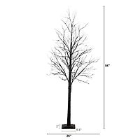 7ft. Pre-Lit Halloween Black Twig Artificial Tree with 390 Orange & Purple LED Lights