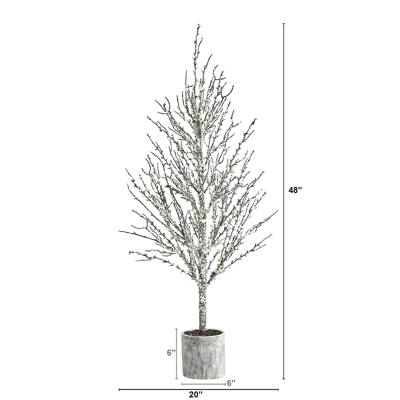 4ft. Unlit Snowed Twig Artificial Christmas Tree in Decorative Planter