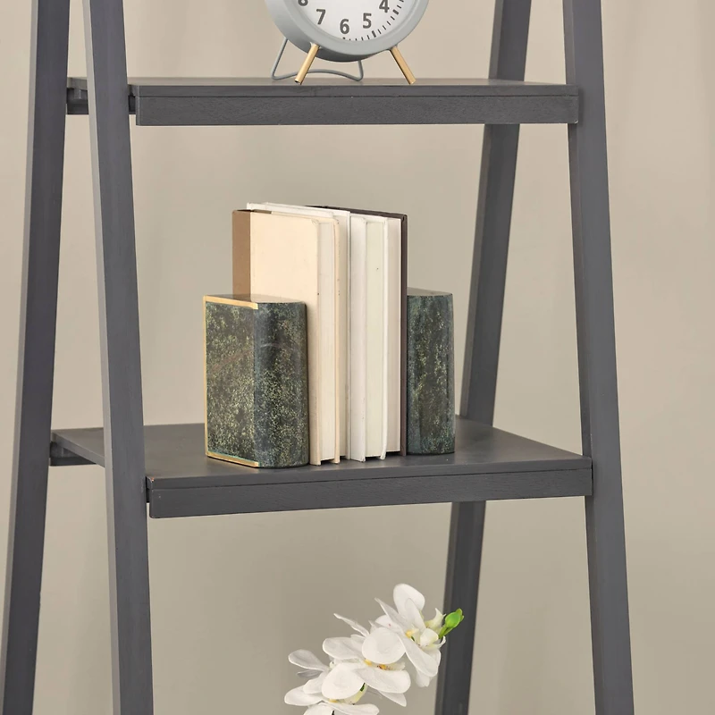 5.75" Green Marble Curved Rectangular Bookend Set