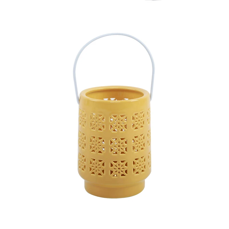 Flora Bunda® 6.25" LED Pieced Star Ceramic Lantern