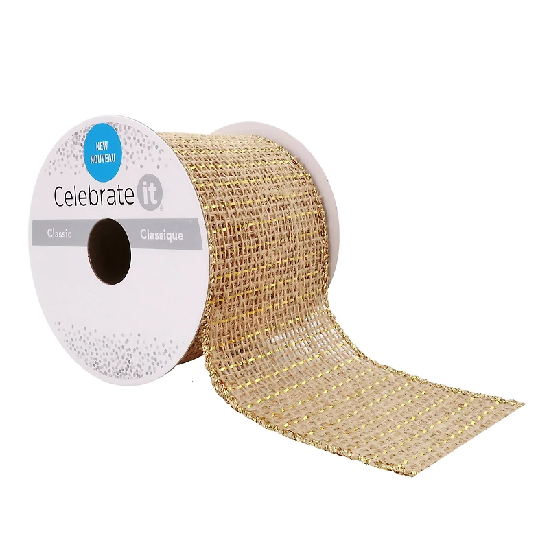2.5" x 3yd. Metallic Jute Ribbon by Celebrate It®