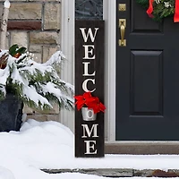 Glitzhome® 42" Wooden Black Welcome Porch Sign with Metal Planter