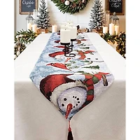 Wizardi 13.75" x 67" Joyful Snowmen Christmas Table Runner