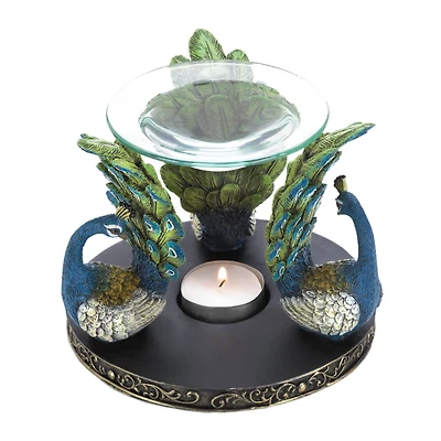 4.5" Peacock Plume Triad Candle Oil Warmer
