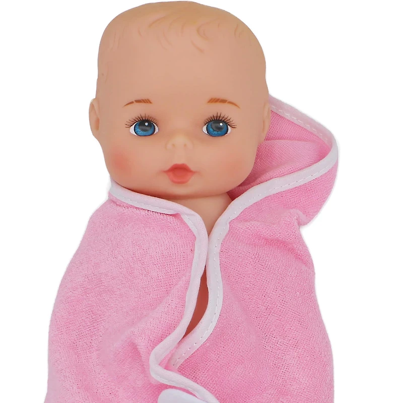 Goldberger Baby's First® Bathtime with Softina™ 11" Baby Doll with Pink Bath Blanket