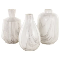 White Ceramic Marble Inspired Vase Set