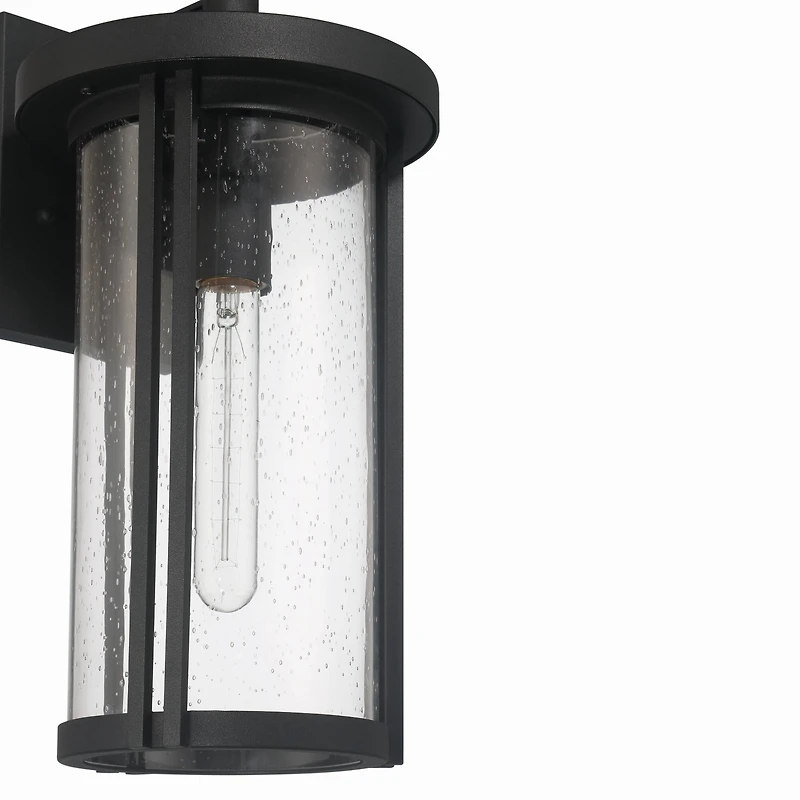 Hello Honey® Maude Matte Black Modern Cylindrical Metal & Glass Wall Mounted Outdoor Wall Light