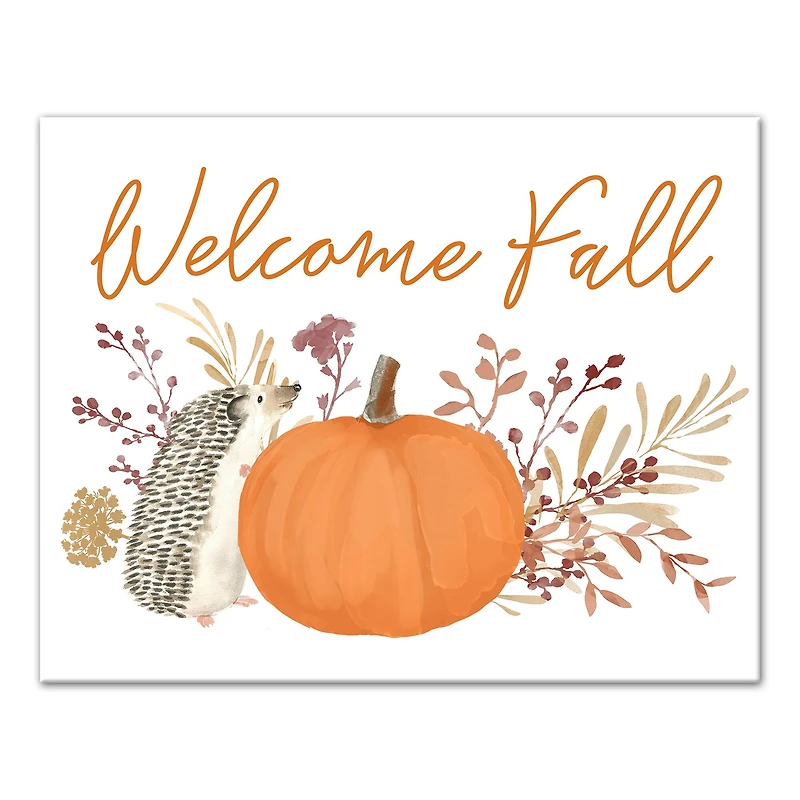 Welcome Fall Hedgehog Canvas Wall Art