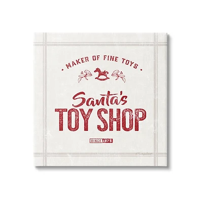 Stupell Industries Santa's Toy Shop Vintage Sign Canvas Wall Art