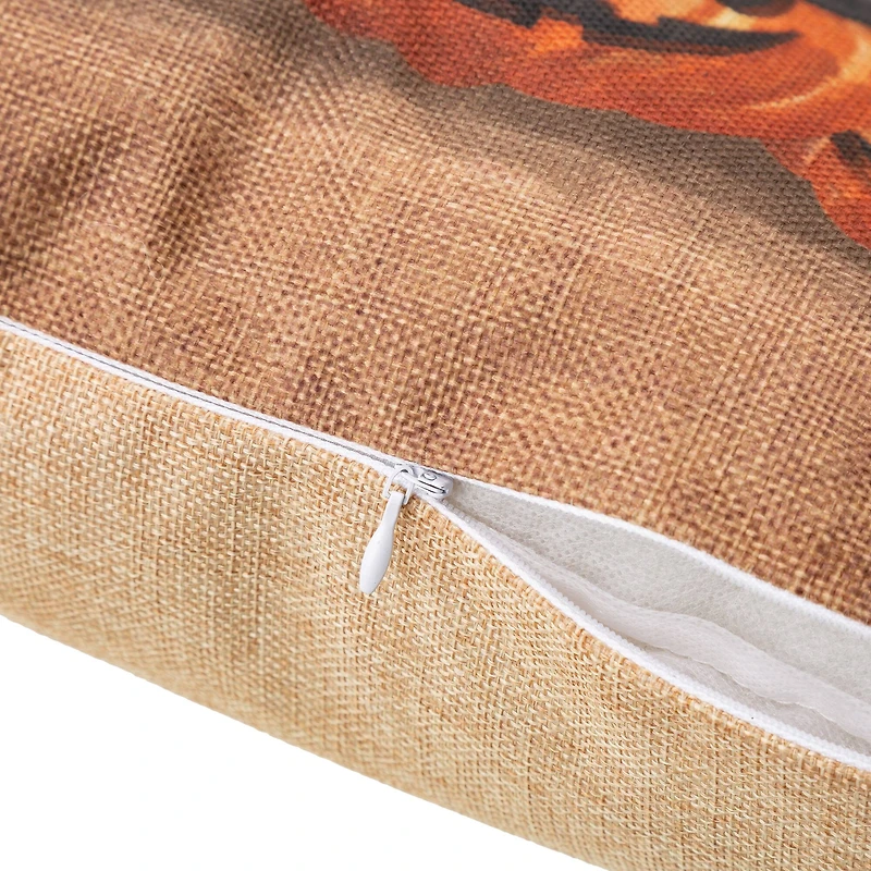 Glitzhome® Faux Burlap Happy Halloween Pumpkin Pillow