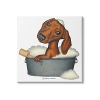 Stupell Industries Dachshund in Tin Tub Bubble Bath Country Pet Canvas Wall Art