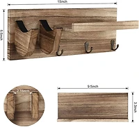 NEX™ Wood Guitar Wall Hanger with Shelf & 3 Hooks