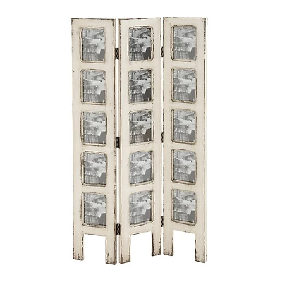White Wood Farmhouse Room Divider Screen