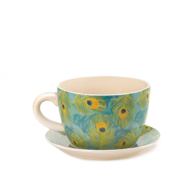 4.5'' Peacock Feather Teacup Planter