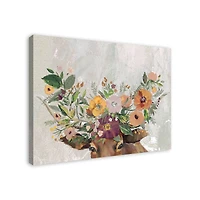 Steer with Flowers 40" x 30" Canvas Wall Art