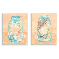 Stupell Industries Beach Shells In Jar Blue Orange Painting,10" x 15"