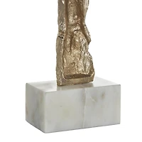Gold Aluminum Metal Figurine Sculpture with Marble Base, 2ct.