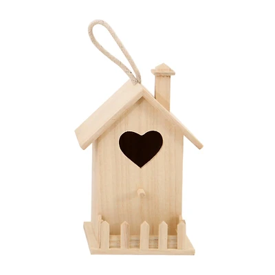 8" Heart & Fence Wood Birdhouse by Make Market®