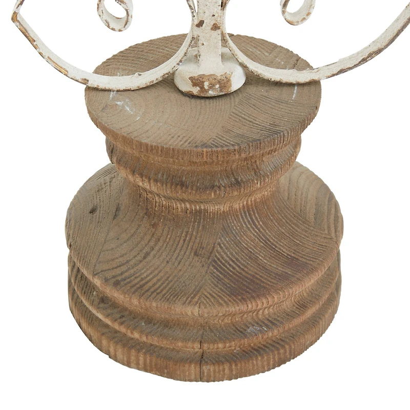 29" White Iron French Country Cross Sculpture