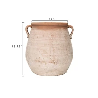 Hello Honey® Large Orange & Whitewashed Terra Cotta Urn